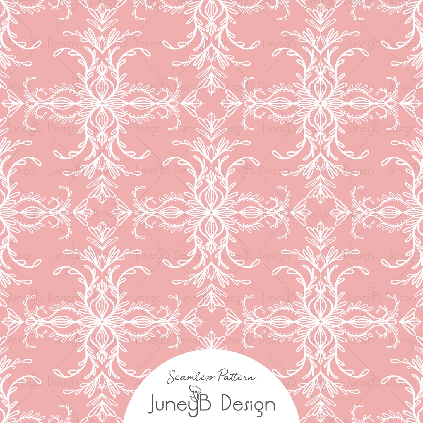 Pastel Florals - Damask - Rose