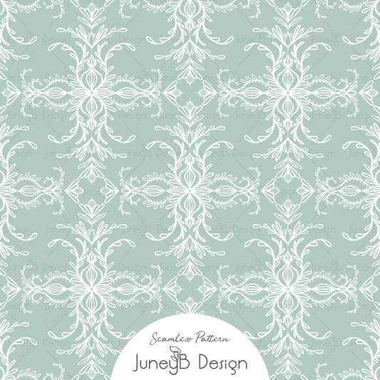 Pastel Florals - Damask - Seaglass