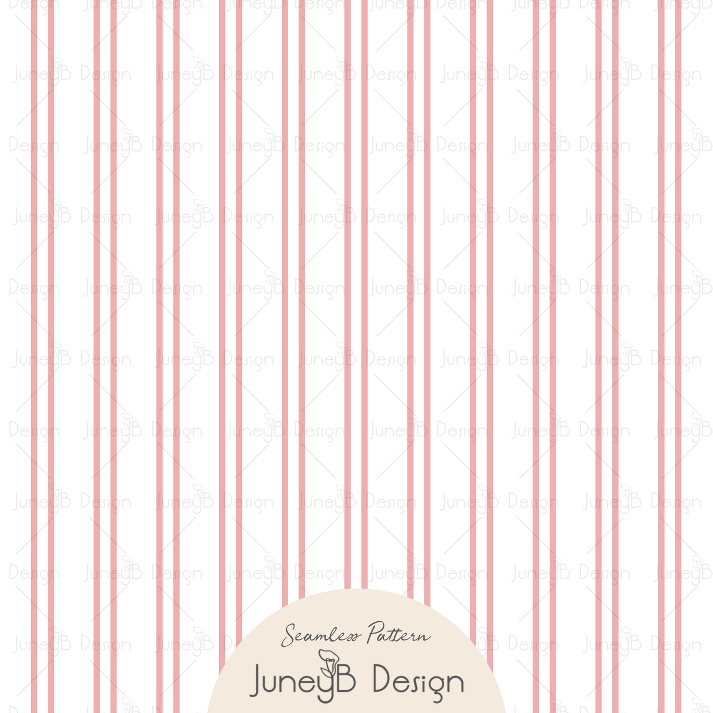 Pastel Florals - Stripes - White & Rose