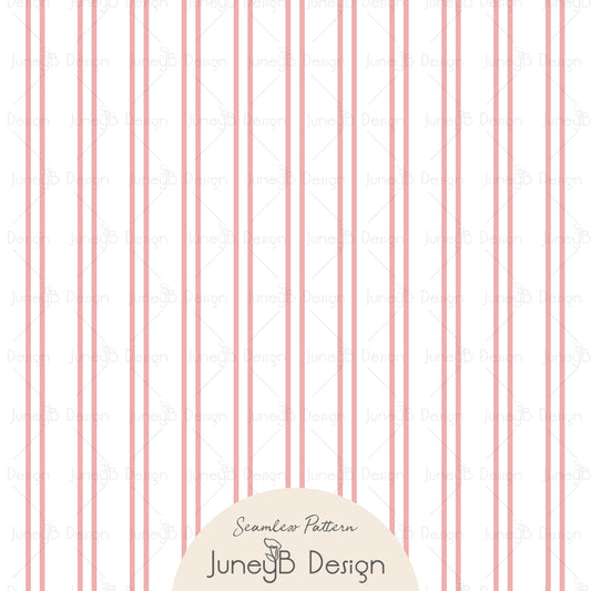 Pastel Florals - Stripes - White & Rose