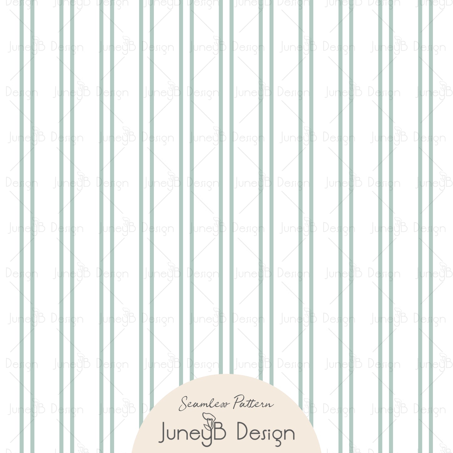 Pastel Florals - Stripes - White & Seaglass