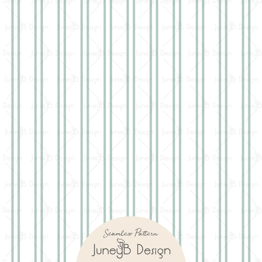 Pastel Florals - Stripes - White & Seaglass