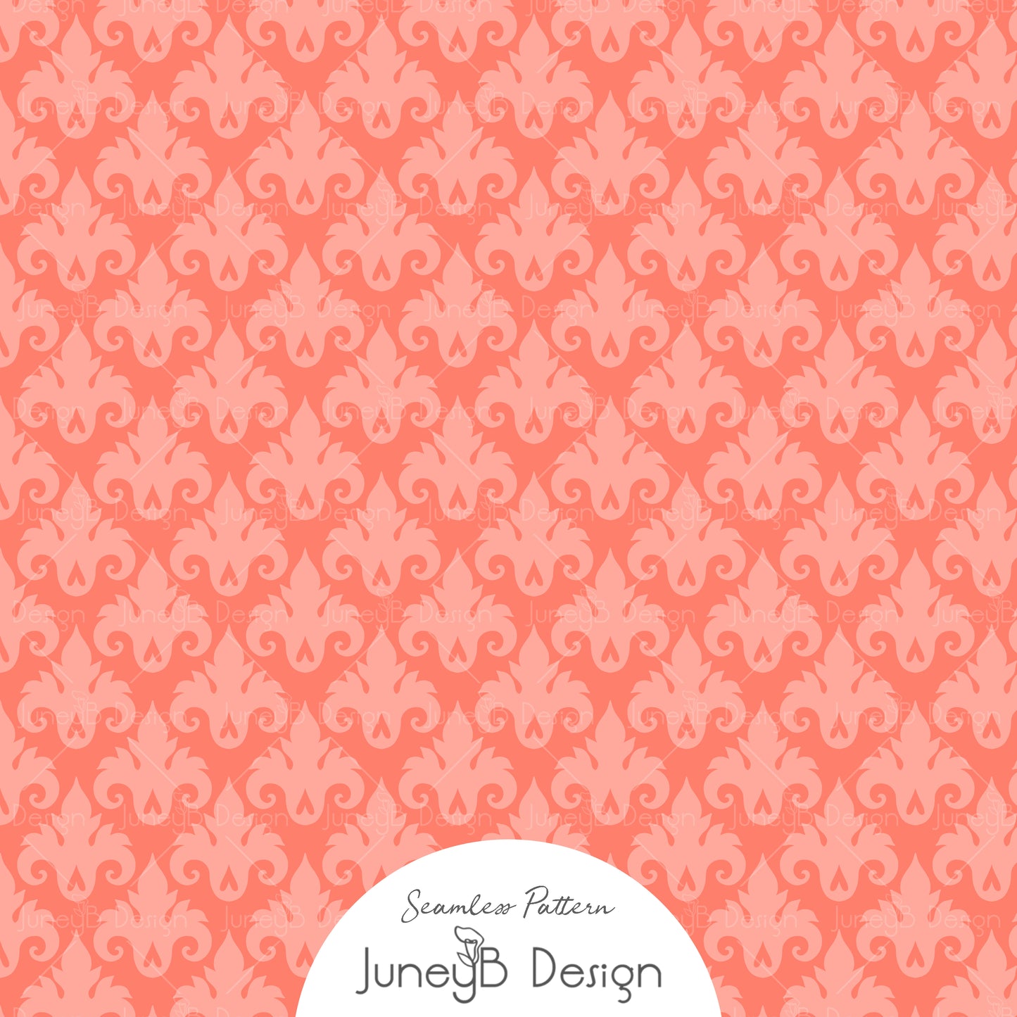 Pretty In Paris - Damask - Coral