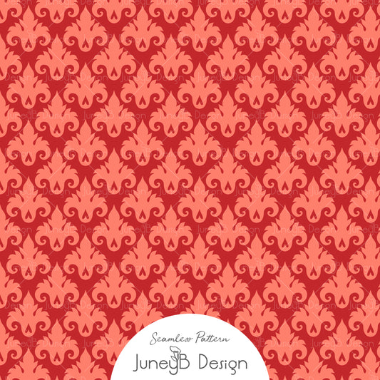 Pretty In Paris - Damask - Red and Coral