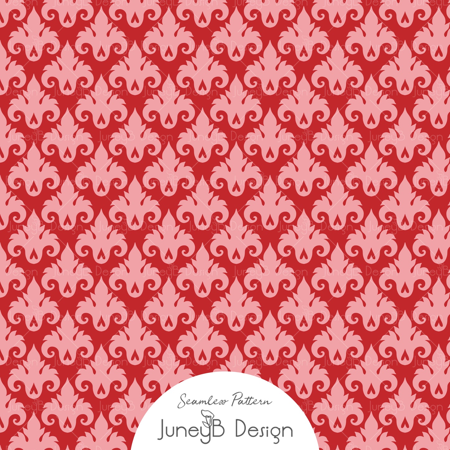 Pretty In Paris - Damask - Red and Pink