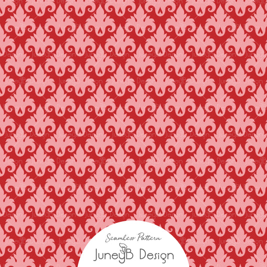 Pretty In Paris - Damask - Red and Pink
