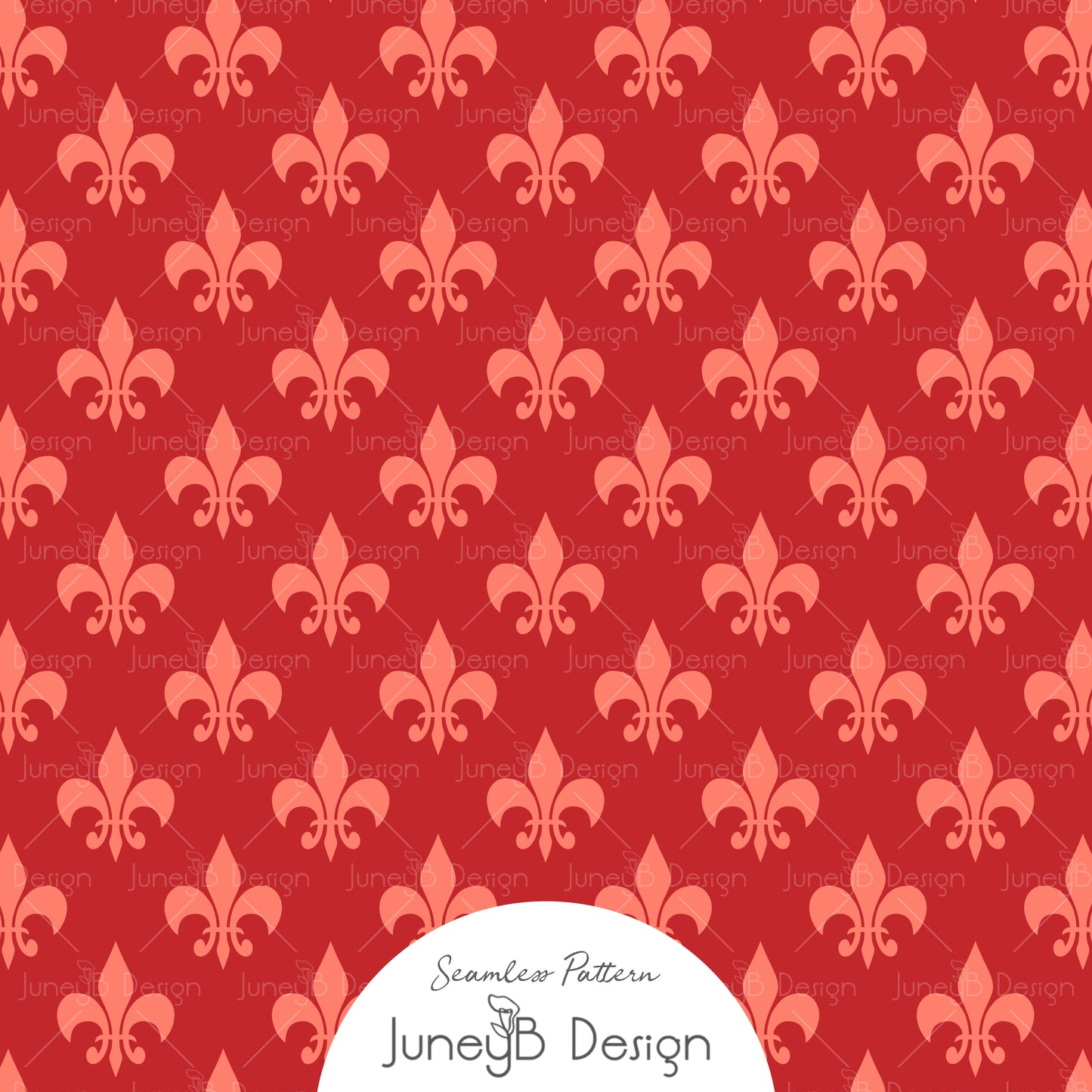 Pretty In Paris - Fleur de Lis - Red and Coral