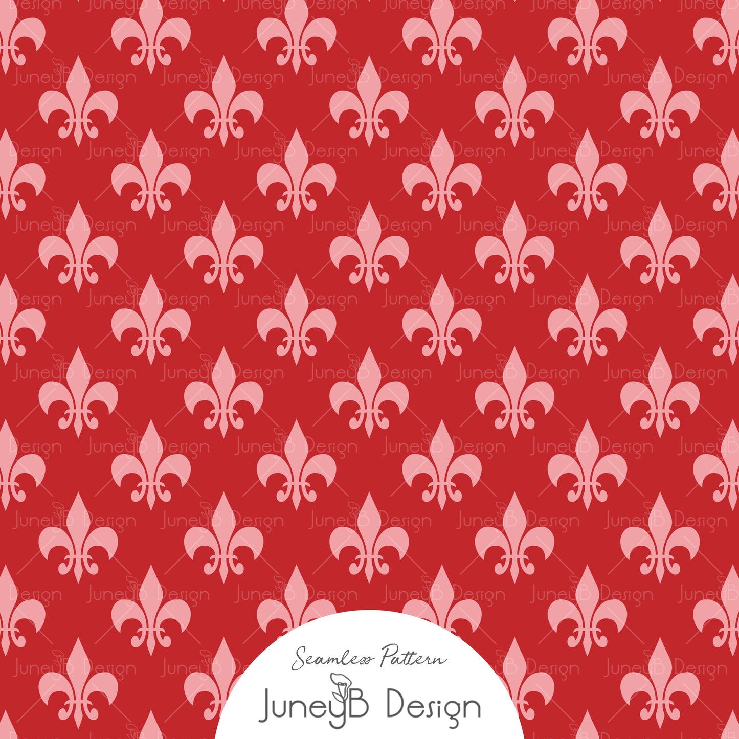 Pretty In Paris - Fleur de Lis - Red and Pink