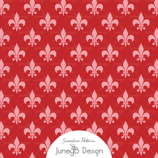 Pretty In Paris - Fleur de Lis - Red and Pink