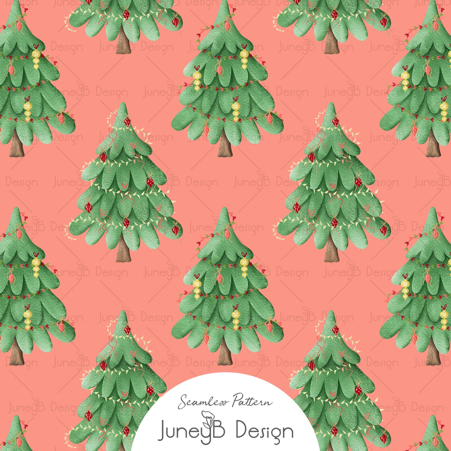Sleigh Ride - Trees - Coral