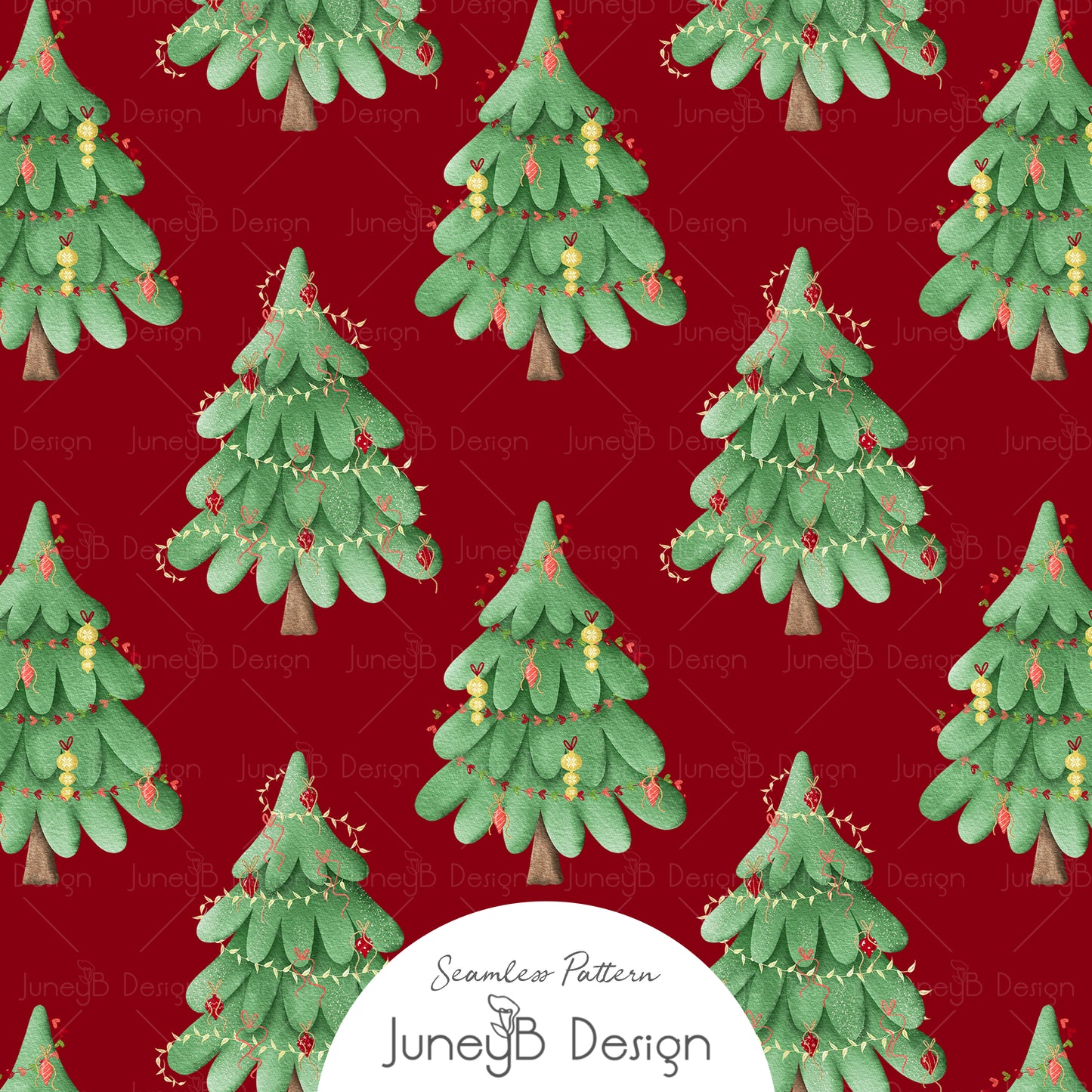 Sleigh Ride - Trees - Red