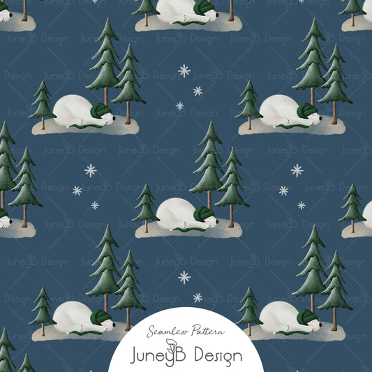 Snowy Friends - Sleeping Bear - Blue