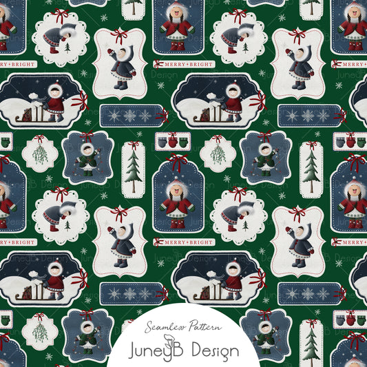 Snowy Friends - Tags - Green