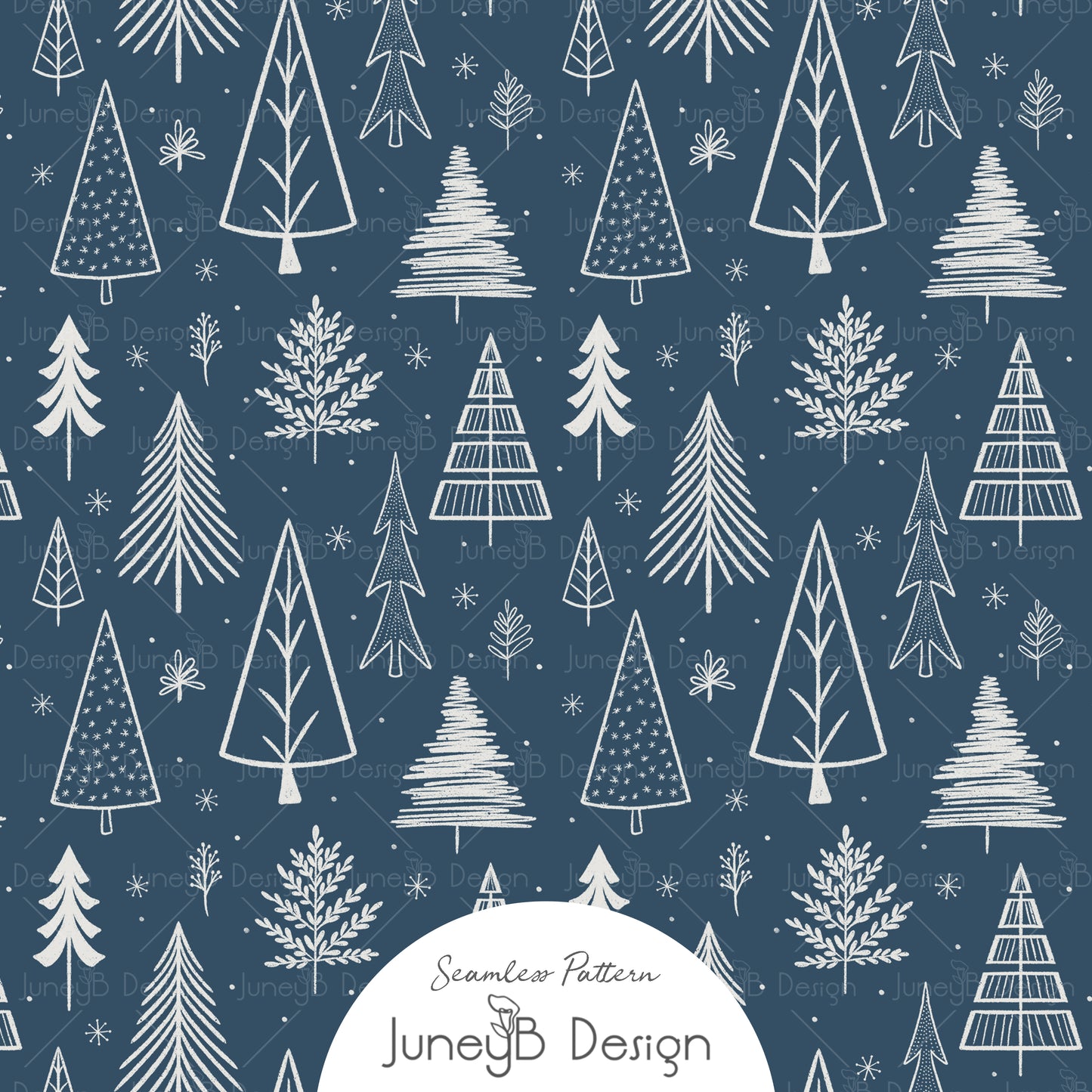 Snowy Friends - Trees - Blue