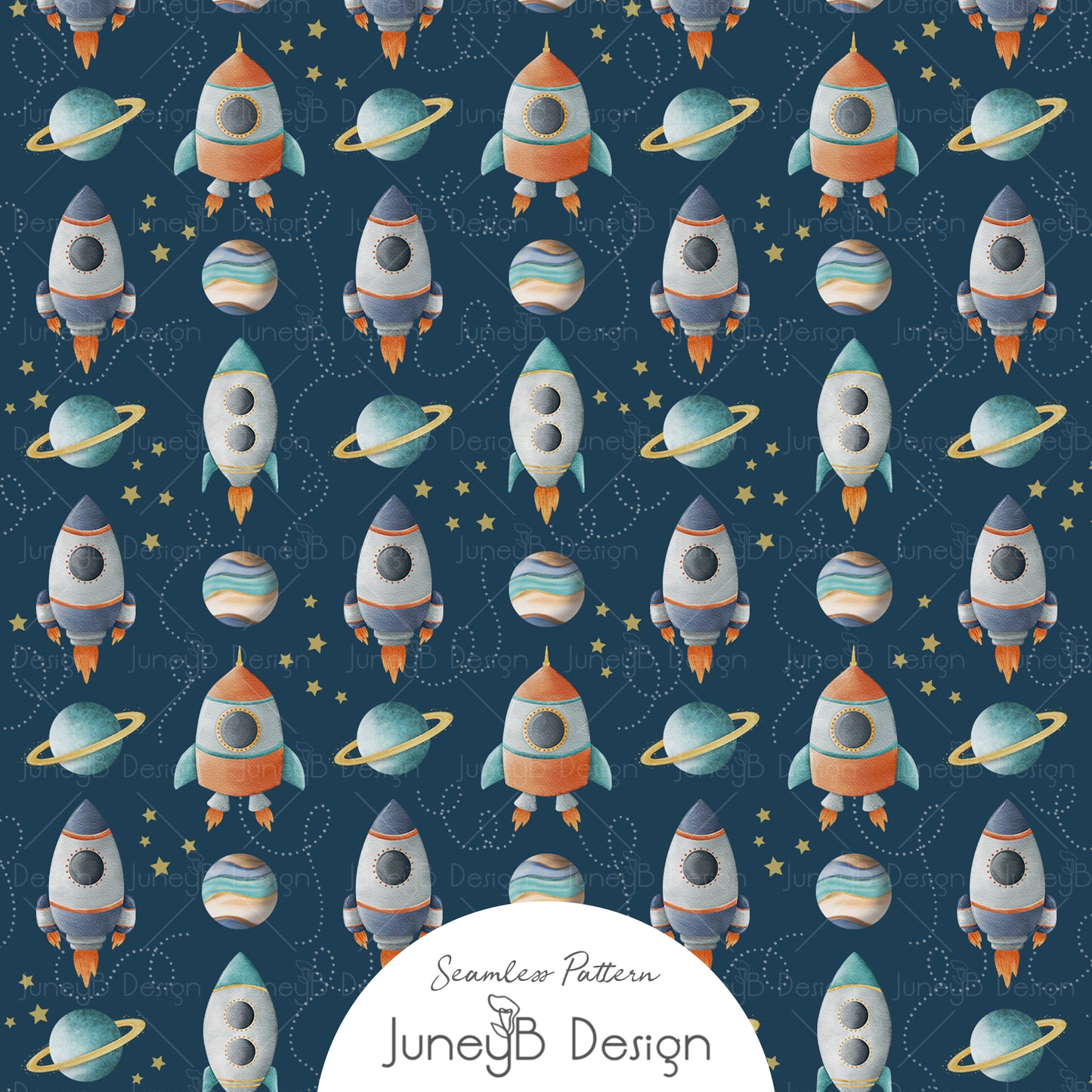 Space Boy - Rocket - Dark Blue