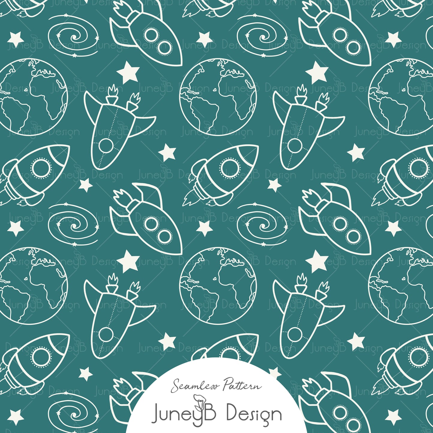 Space Boy - Rockets - Teal