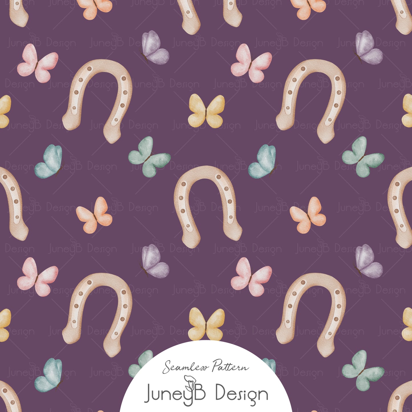 Unicorns & Rainbows - Horseshoes - Purple