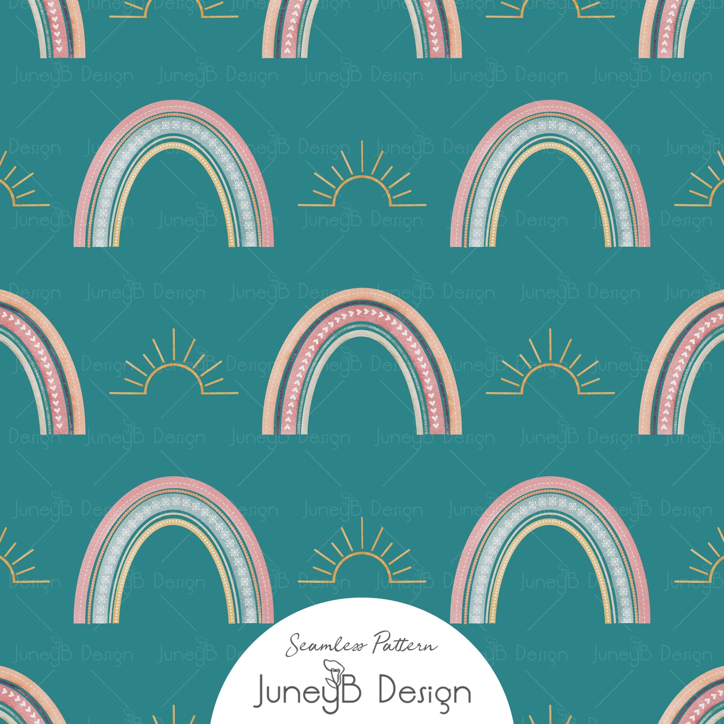 Unicorns & Rainbows - Rainbows - Teal