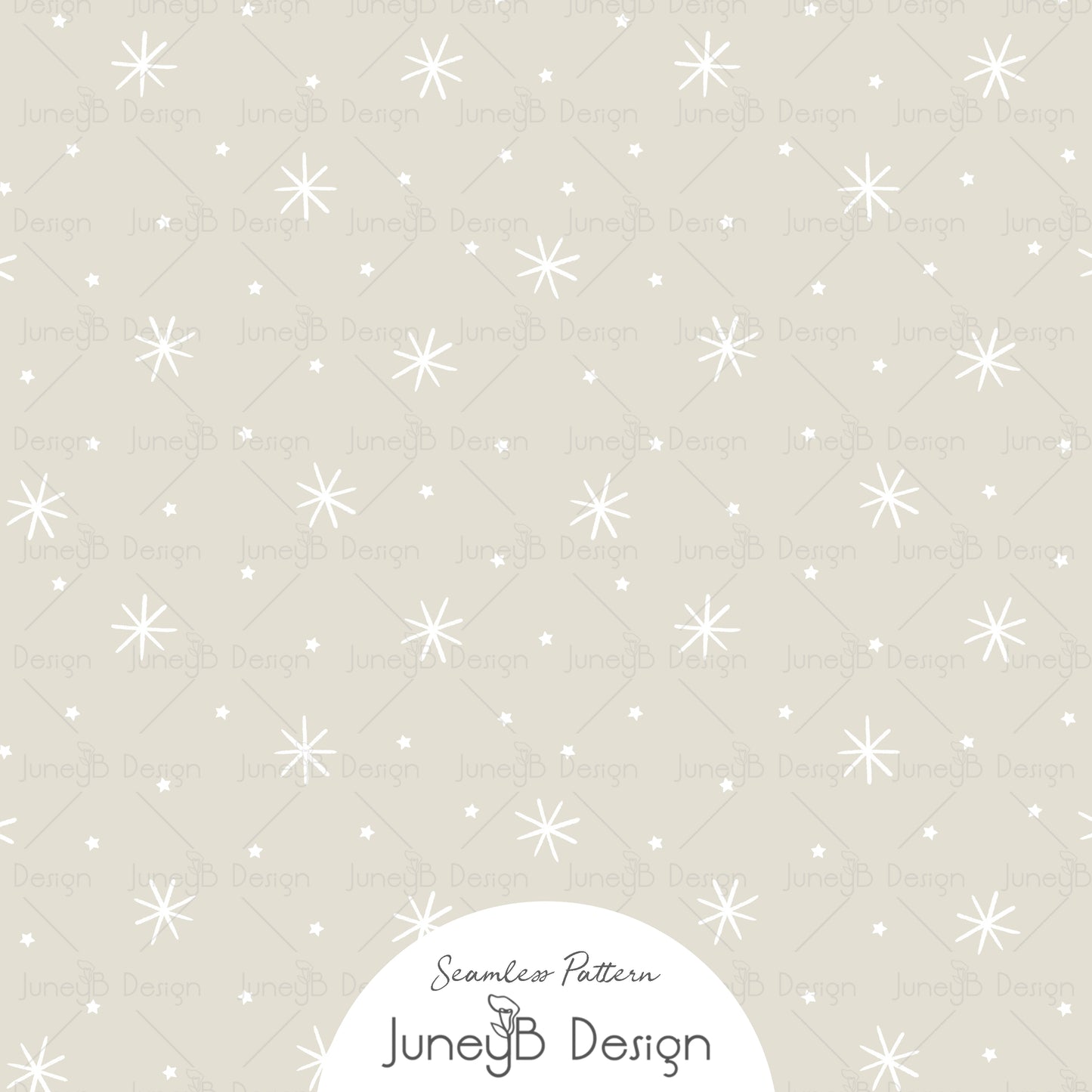 Neutral beige and white snowflake seamless pattern – winter Christmas fabric design