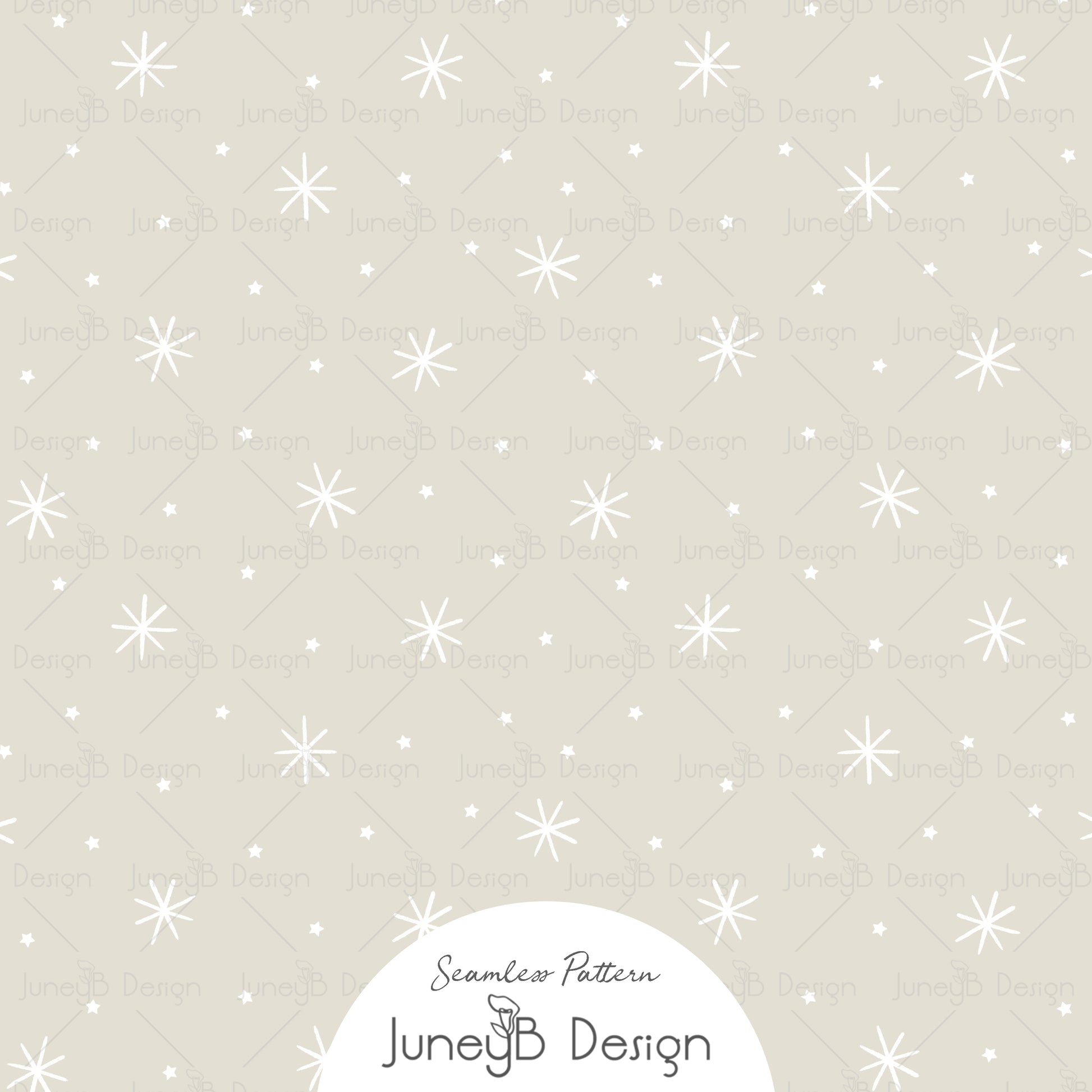 Neutral beige and white snowflake seamless pattern – winter Christmas fabric design
