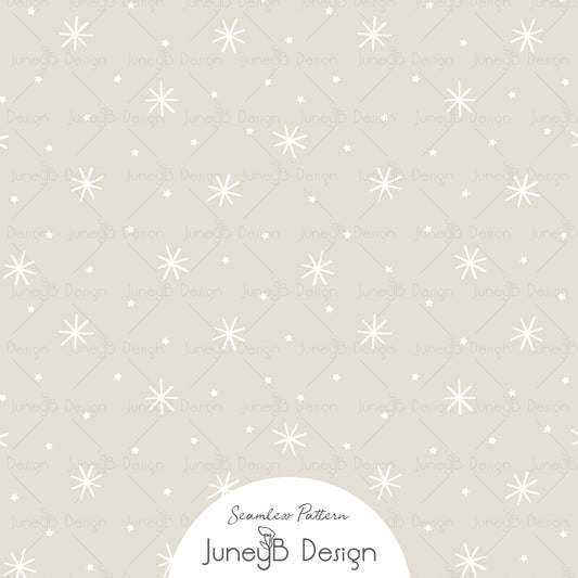 Neutral beige and white snowflake seamless pattern – winter Christmas fabric design